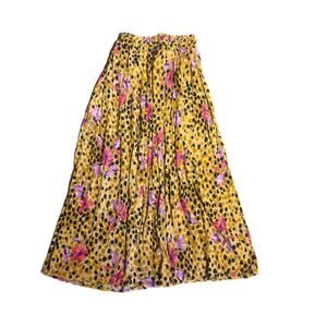 California Krush yellow floral and cheetah print  maxi skirt (small)